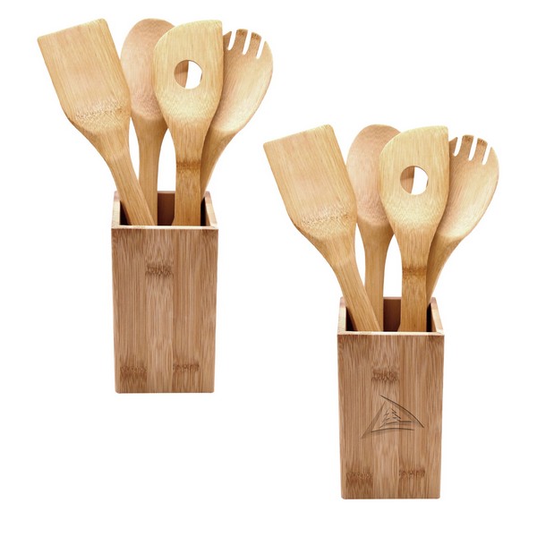 HH76136 5 Piece Bamboo Kitchen Tool Set With Cu...